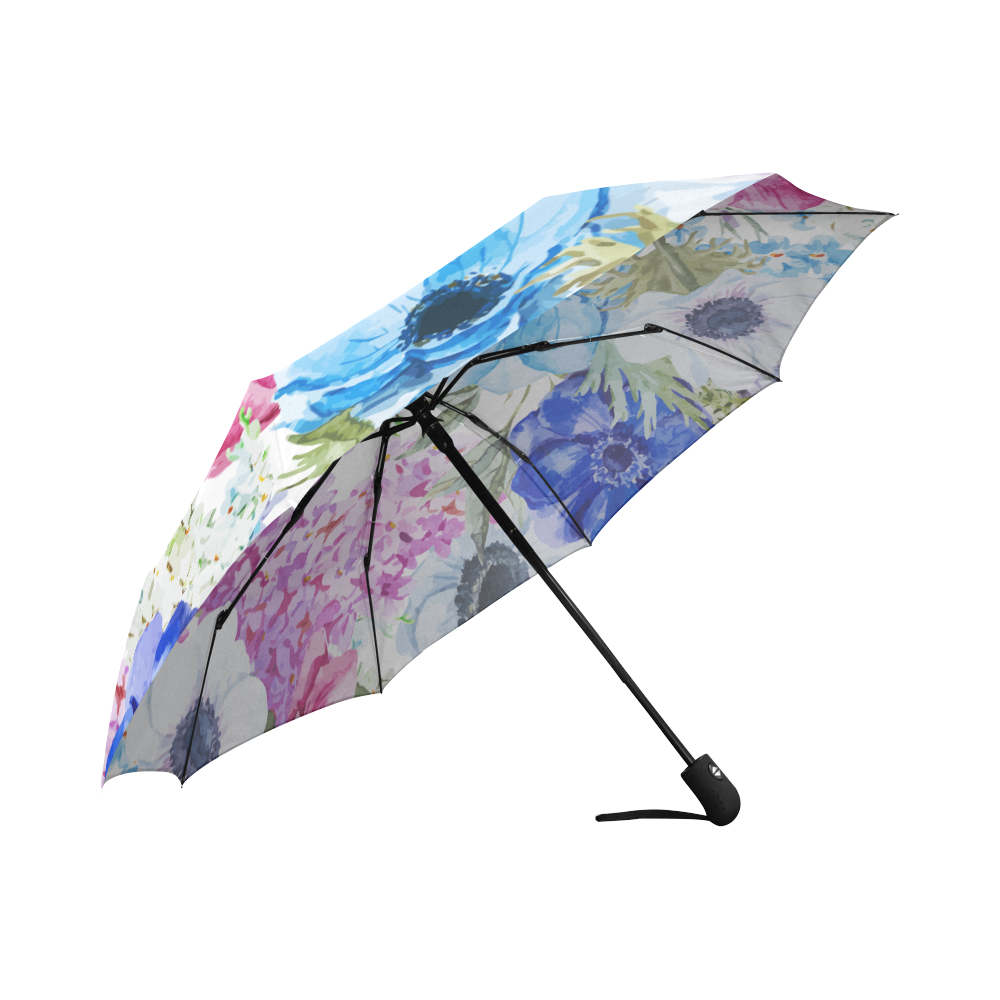 Watercolor Floral Pattern Auto-Foldable Umbrella (Model U04)