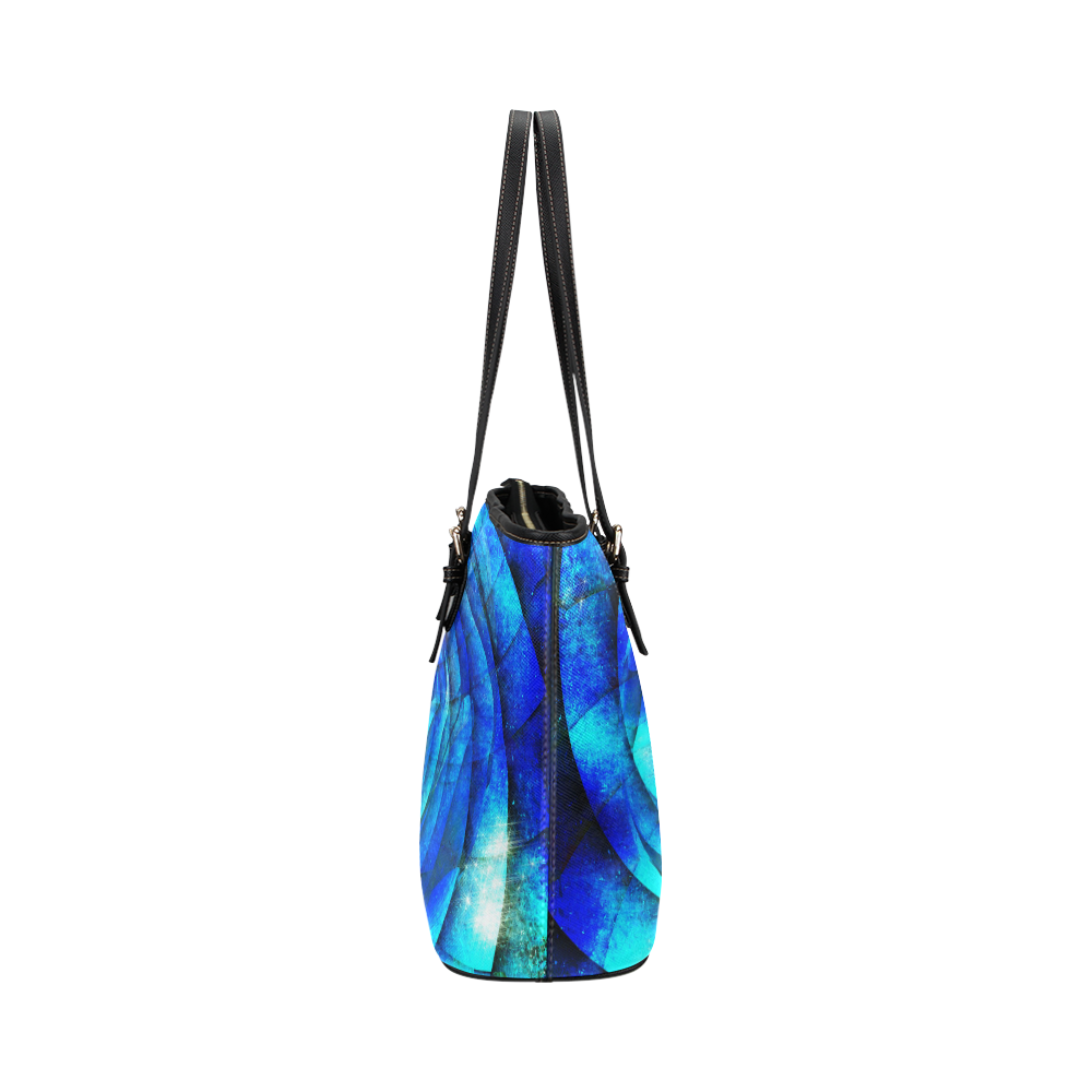 Galaxy Wormhole Spiral 3D - Jera Nour Leather Tote Bag/Small (Model 1651)
