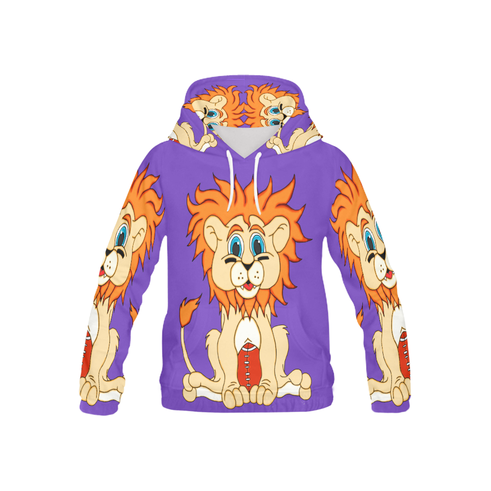 Football Lion Purple All Over Print Hoodie for Kid (USA Size) (Model H13)