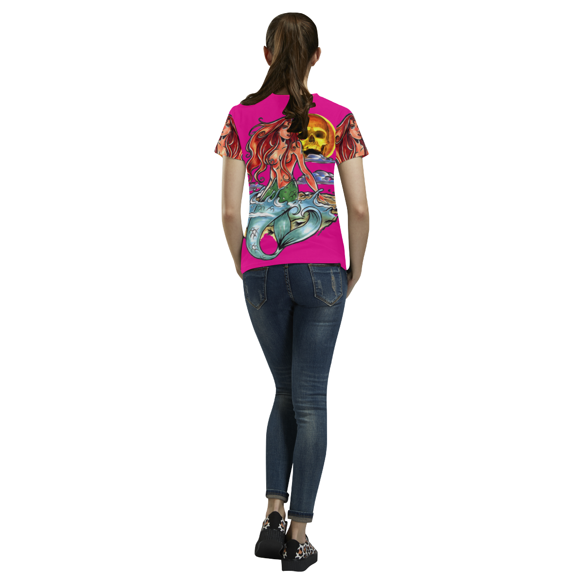 Mermaid womens t chirt pink All Over Print T-Shirt for Women (USA Size) (Model T40)