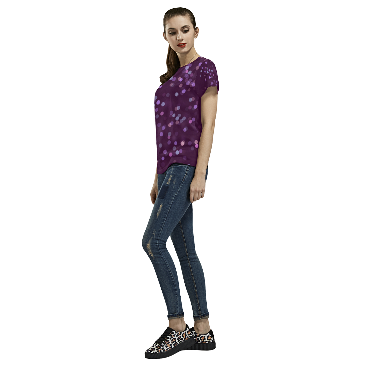 violet bokeh All Over Print T-Shirt for Women (USA Size) (Model T40)