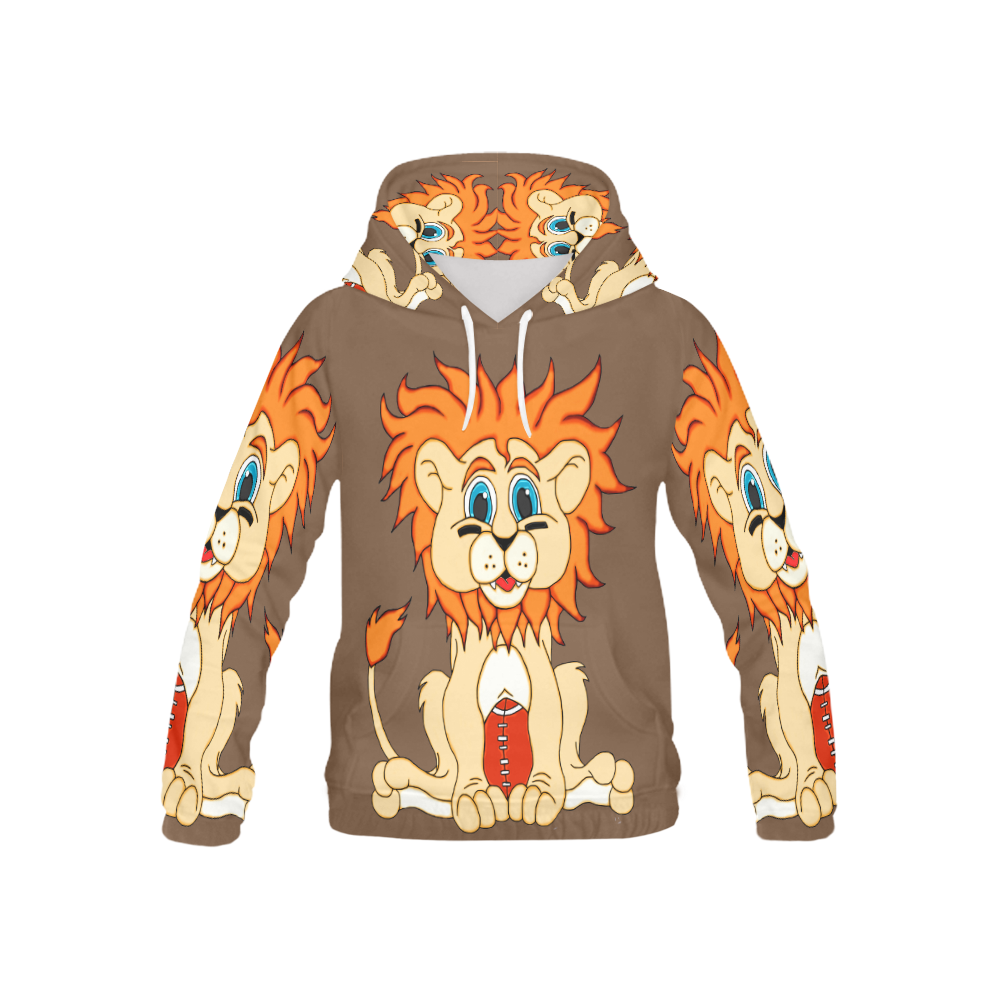 Football Lion Brown All Over Print Hoodie for Kid (USA Size) (Model H13)