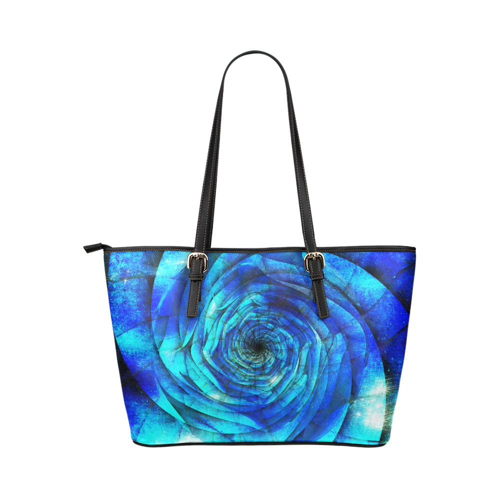 Galaxy Wormhole Spiral 3D - Jera Nour Leather Tote Bag/Small (Model 1651)