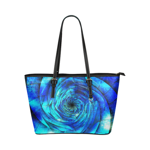 Galaxy Wormhole Spiral 3D - Jera Nour Leather Tote Bag/Small (Model 1651)