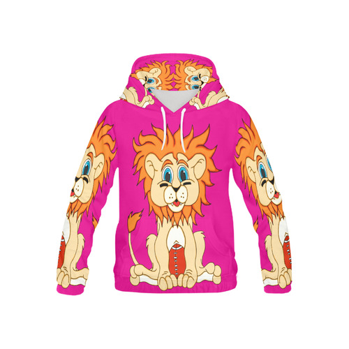 Football Lion Pink All Over Print Hoodie for Kid (USA Size) (Model H13)