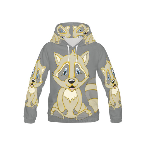 Rocky Raccoon Grey All Over Print Hoodie for Kid (USA Size) (Model H13)