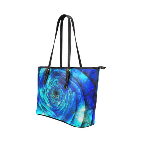 Galaxy Wormhole Spiral 3D - Jera Nour Leather Tote Bag/Small (Model 1651)