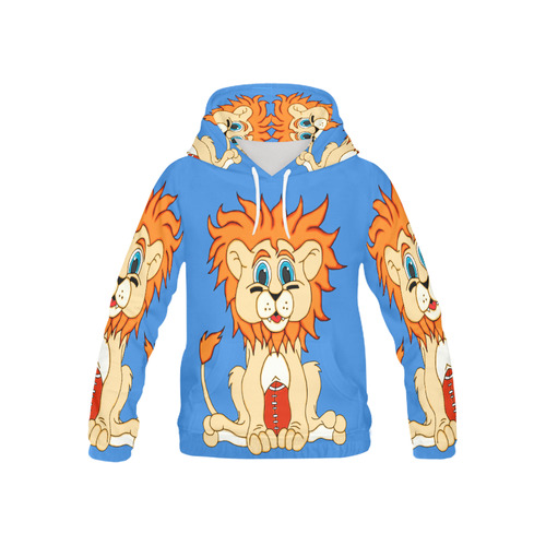 Football Lion Blue All Over Print Hoodie for Kid (USA Size) (Model H13)