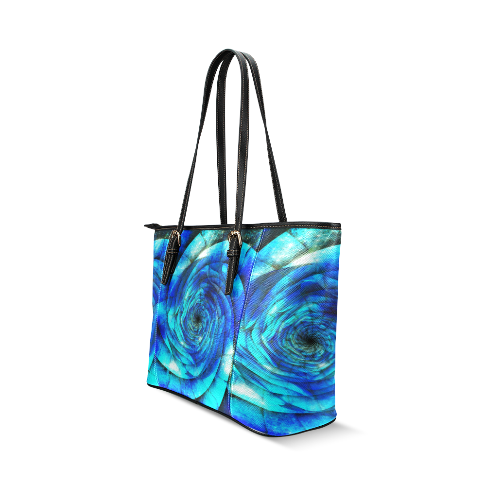 Galaxy Wormhole Spiral 3D - Jera Nour Leather Tote Bag/Small (Model 1640)