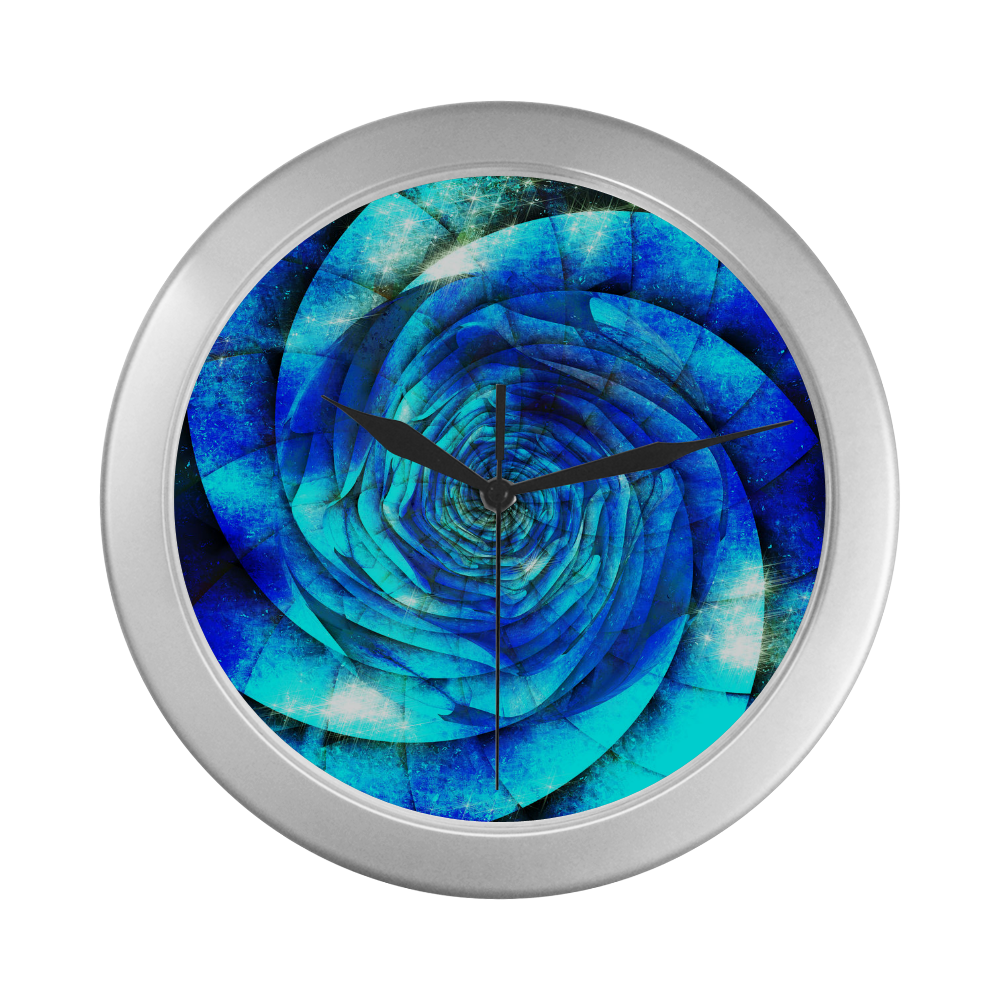 Galaxy Wormhole Spiral 3D - Jera Nour Silver Color Wall Clock