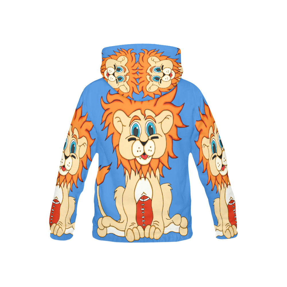 Football Lion Blue All Over Print Hoodie for Kid (USA Size) (Model H13)