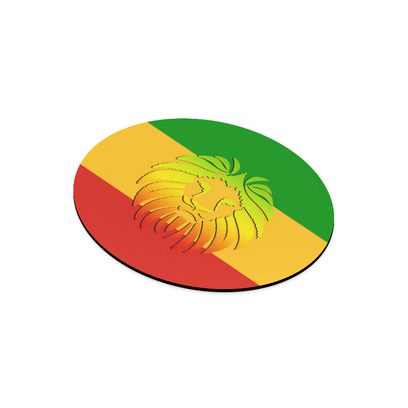 Rastafari Lion Flag green yellow red Round Mousepad