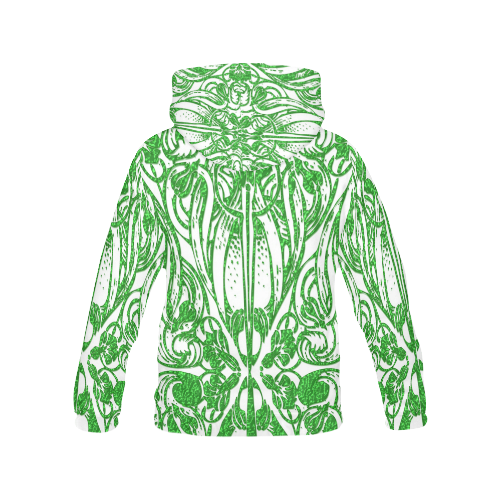 Lace Green All Over Print Hoodie for Women (USA Size) (Model H13)