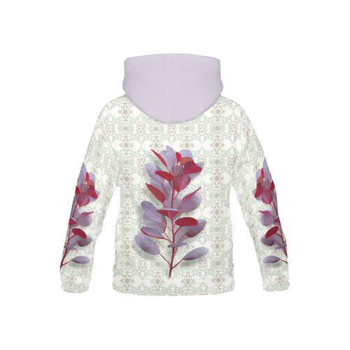 Red plant floral watercolor All Over Print Hoodie for Kid (USA Size) (Model H13)