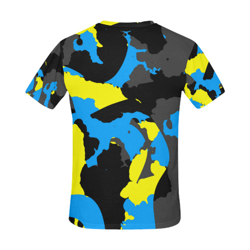 black yellow gray and blue All Over Print T-Shirt for Men (USA Size) (Model T40)