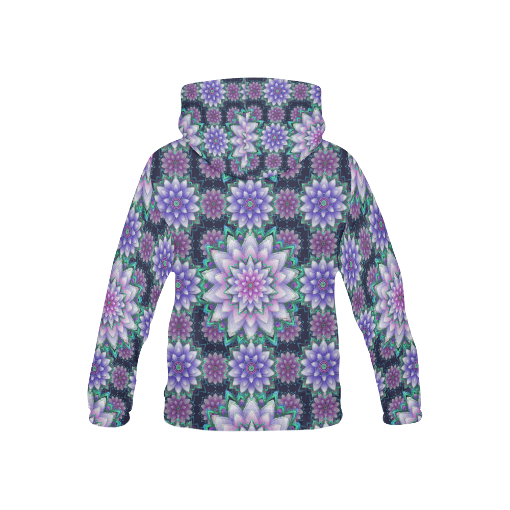 Lotus Flower Ornament - Purple and green All Over Print Hoodie for Kid (USA Size) (Model H13)