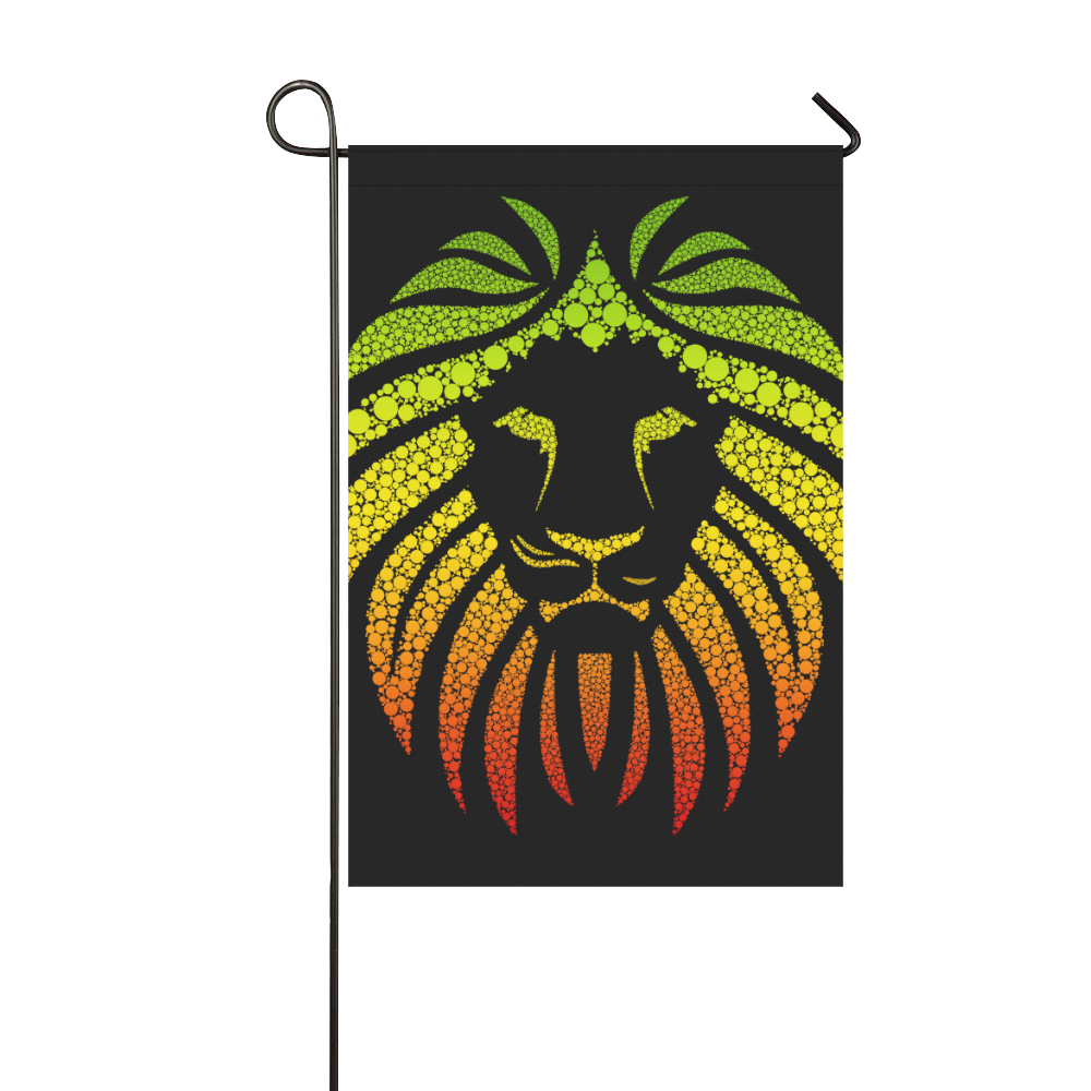 Rastafari Lion Dots green yellow red Garden Flag 12‘’x18‘’（Without Flagpole）