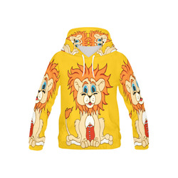 Football Lion Yellow All Over Print Hoodie for Kid (USA Size) (Model H13)
