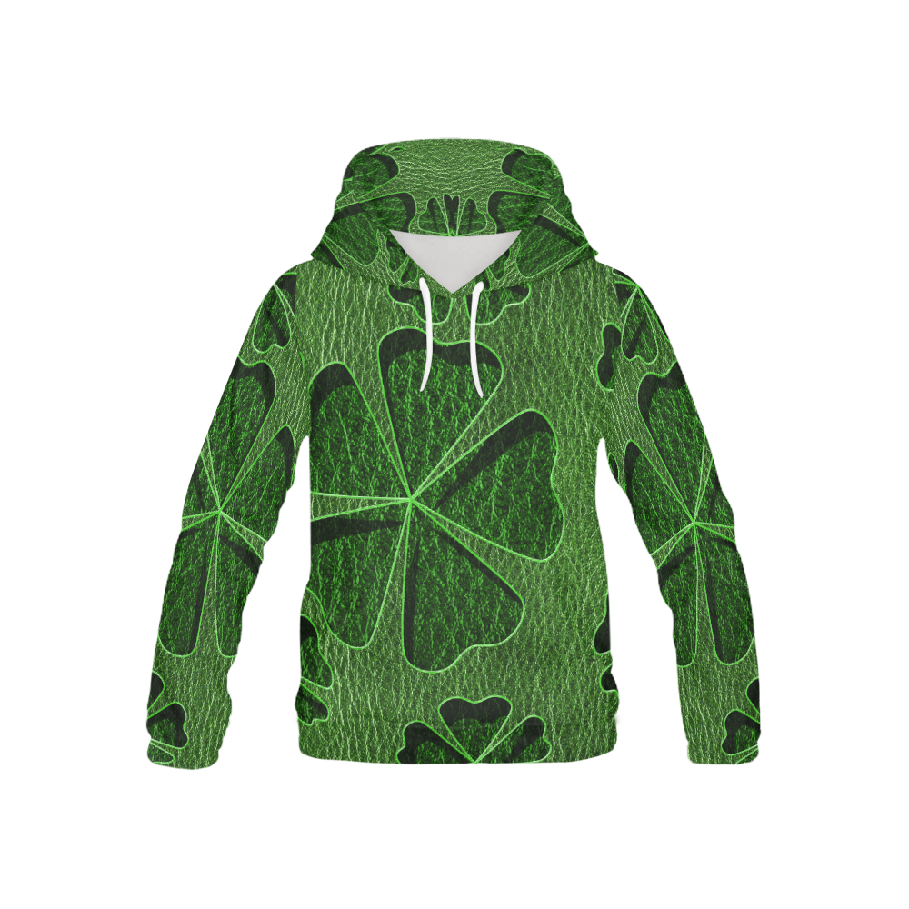 Leather-Look Irish Cloverball All Over Print Hoodie for Kid (USA Size) (Model H13)