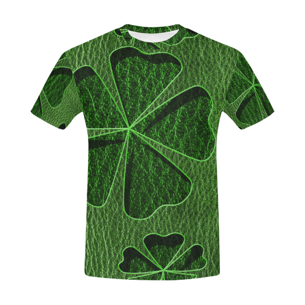 Leather-Look Irish Cloverball All Over Print T-Shirt for Men (USA Size) (Model T40)