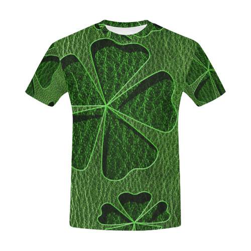 Leather-Look Irish Cloverball All Over Print T-Shirt for Men (USA Size) (Model T40)