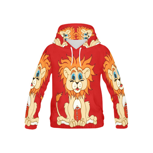 Football Lion Red All Over Print Hoodie for Kid (USA Size) (Model H13)