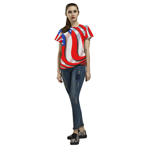 Flag of United States of America All Over Print T-Shirt for Women (USA Size) (Model T40)