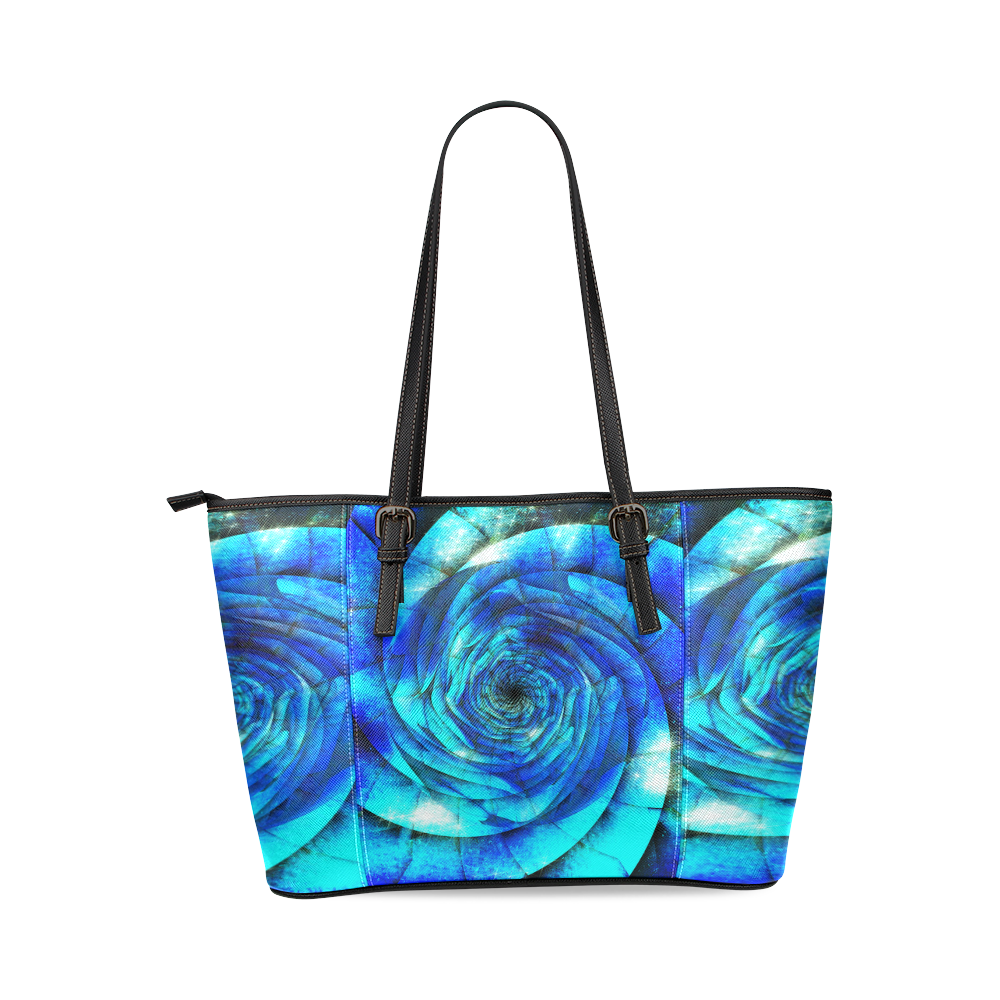 Galaxy Wormhole Spiral 3D - Jera Nour Leather Tote Bag/Small (Model 1640)