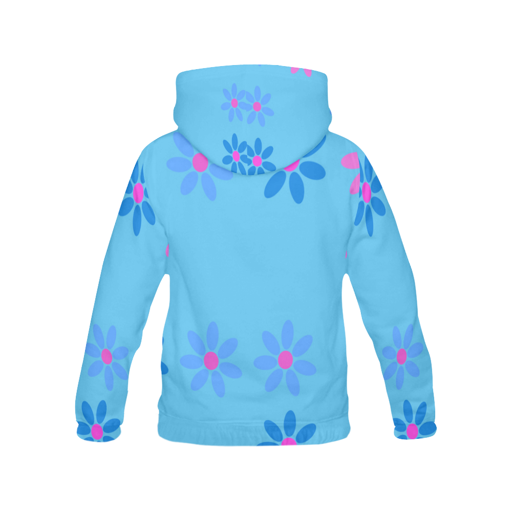 blue pink and purple flowers All Over Print Hoodie for Women (USA Size) (Model H13)