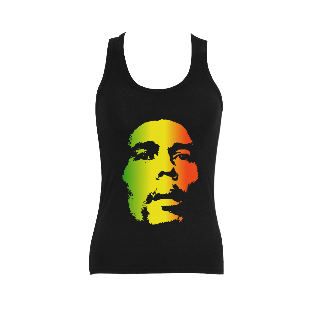 King Of Reggae Bob Marley Women's Shoulder-Free Tank Top (Model T35)