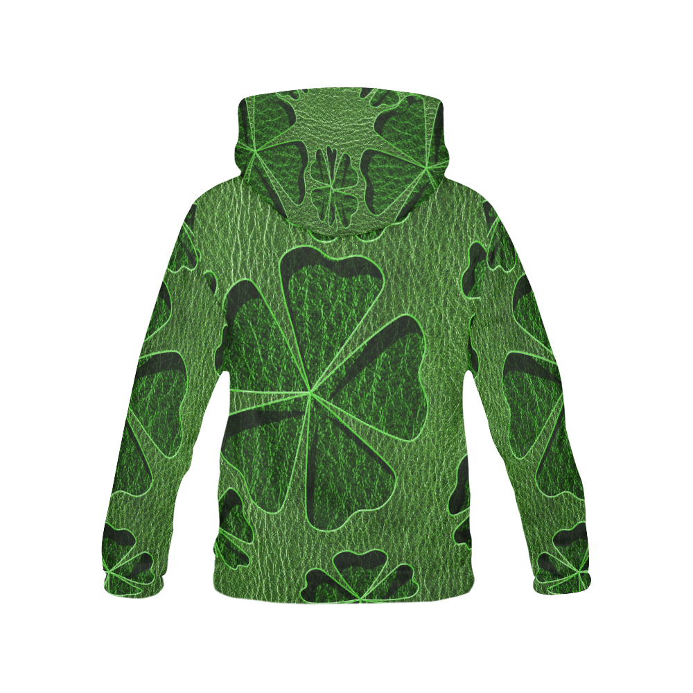 Leather-Look Irish Cloverball All Over Print Hoodie for Women (USA Size) (Model H13)