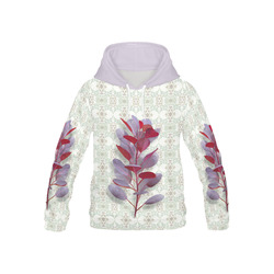 Red plant floral watercolor All Over Print Hoodie for Kid (USA Size) (Model H13)