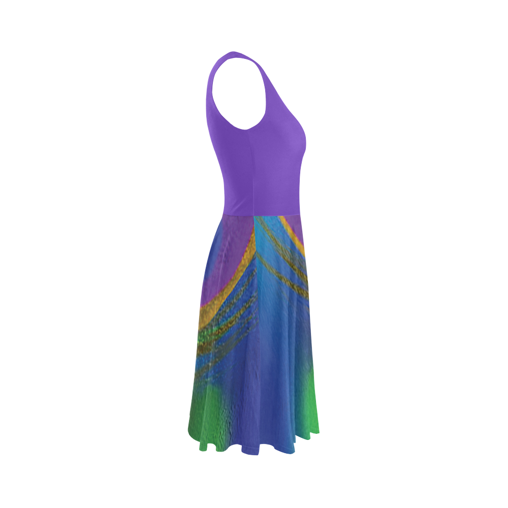 Peacock Abstract 1 Skater Dress Sleeveless Ice Skater Dress (D19)