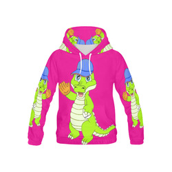 Baseball Gator Pink All Over Print Hoodie for Kid (USA Size) (Model H13)