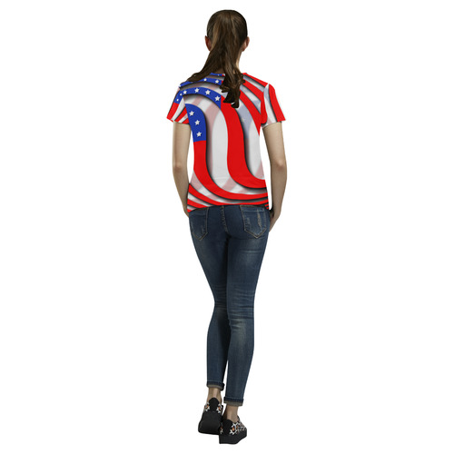 Flag of United States of America All Over Print T-Shirt for Women (USA Size) (Model T40)