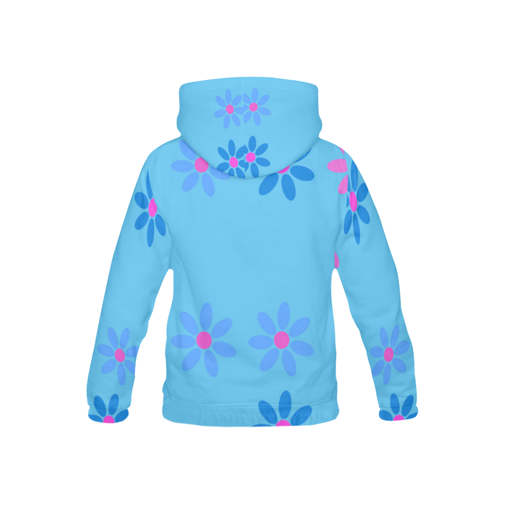 blue purple and pink flowers All Over Print Hoodie for Kid (USA Size) (Model H13)