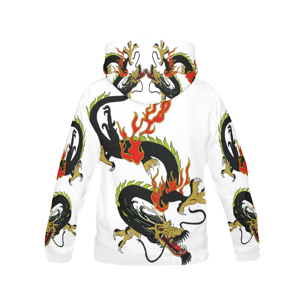 Black Chinese Dragon All Over Print Hoodie for Men (USA Size) (Model H13)