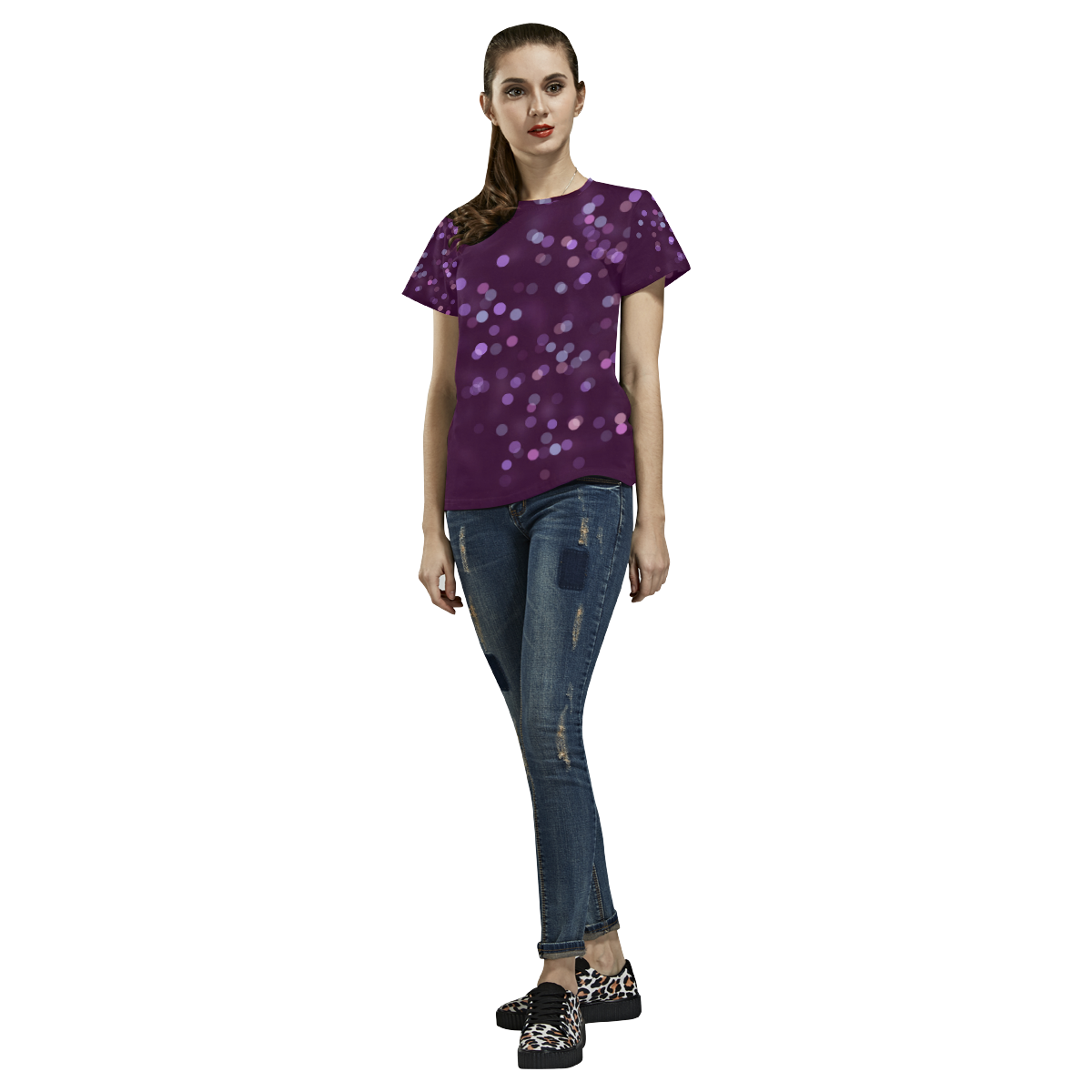violet bokeh All Over Print T-Shirt for Women (USA Size) (Model T40)