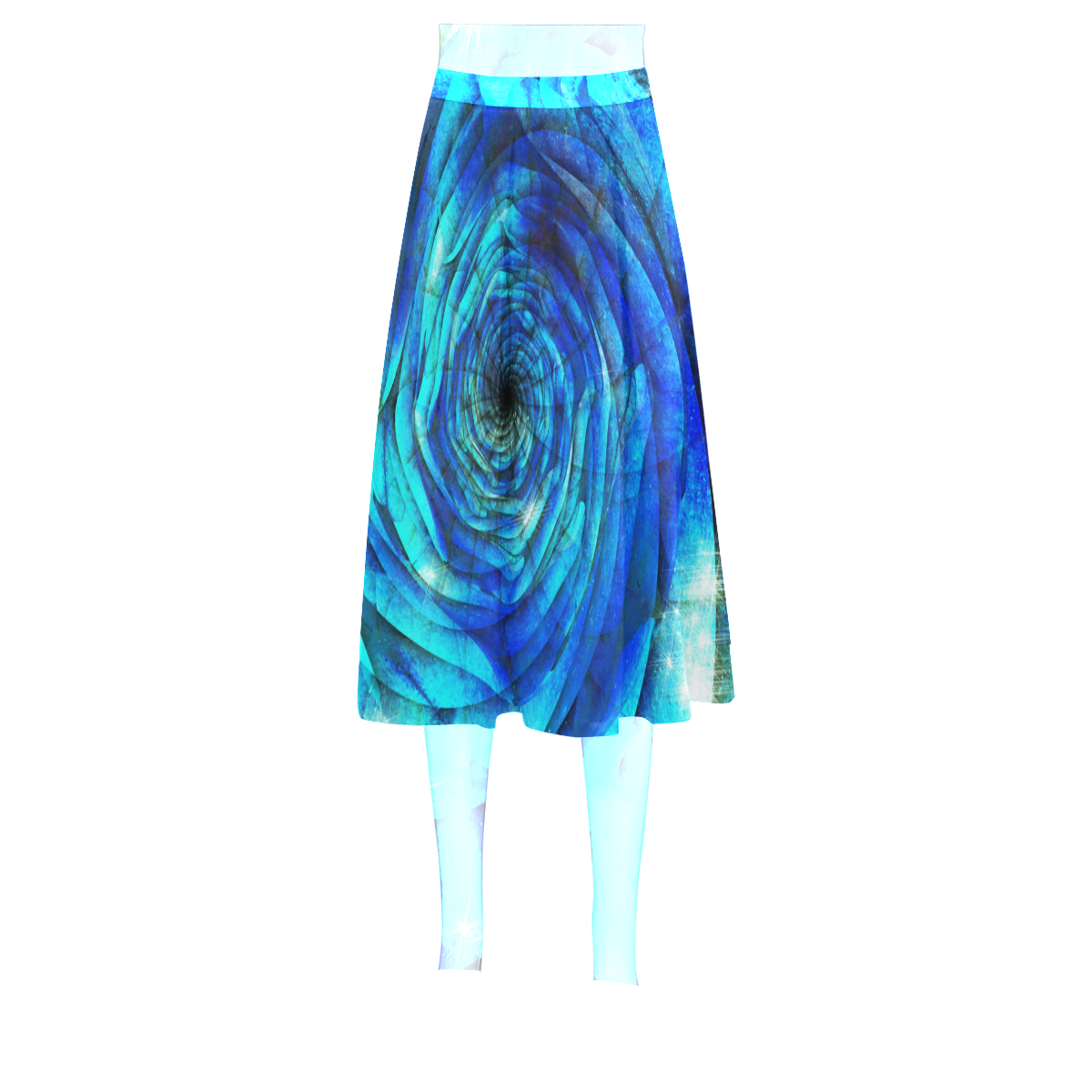 Galaxy Wormhole Spiral 3D - Jera Nour Mnemosyne Women's Crepe Skirt (Model D16)