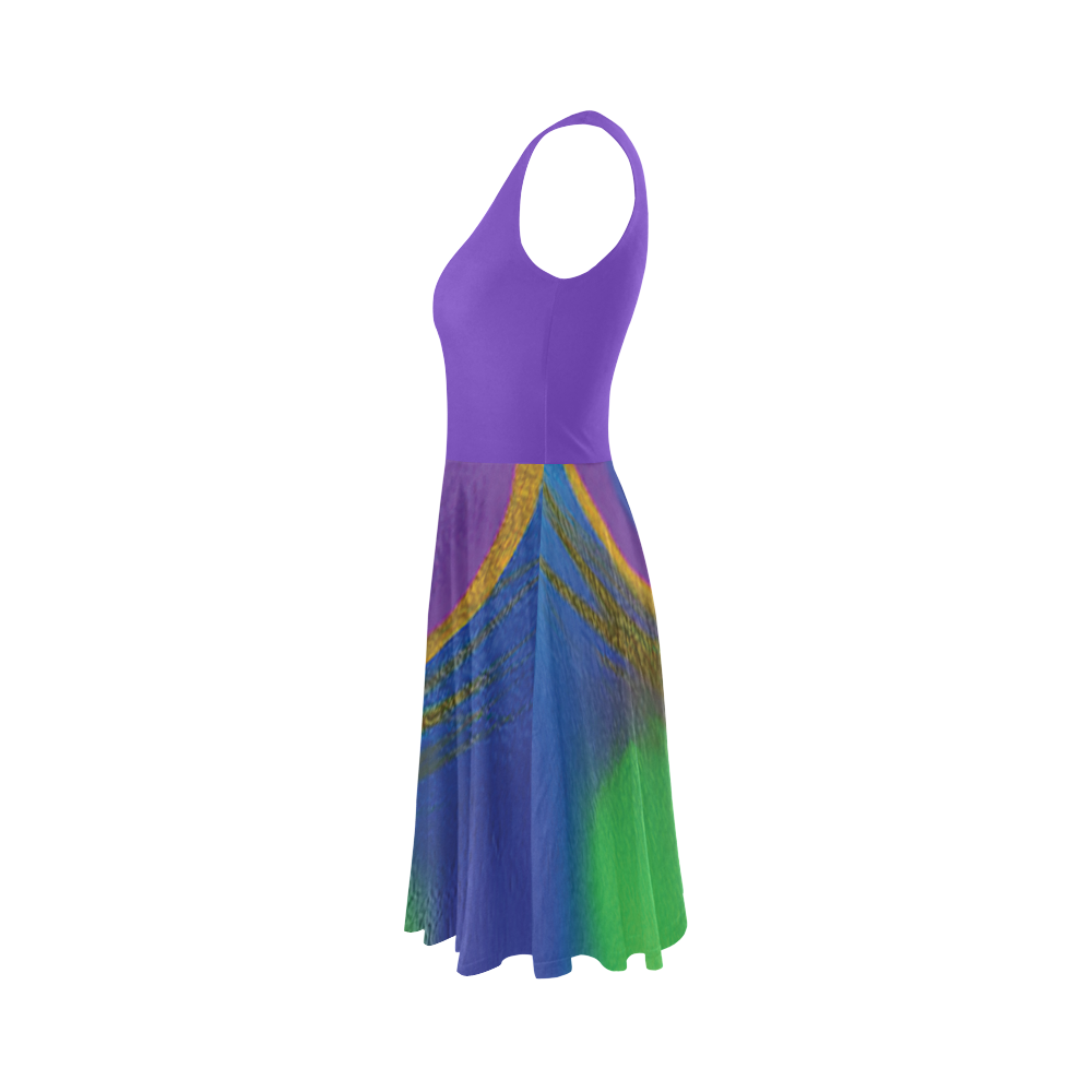 Peacock Abstract 1 Skater Dress Sleeveless Ice Skater Dress (D19)