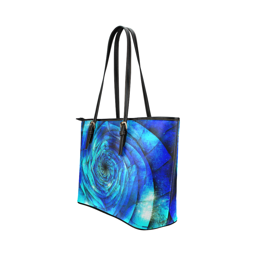 Galaxy Wormhole Spiral 3D - Jera Nour Leather Tote Bag/Large (Model 1651)