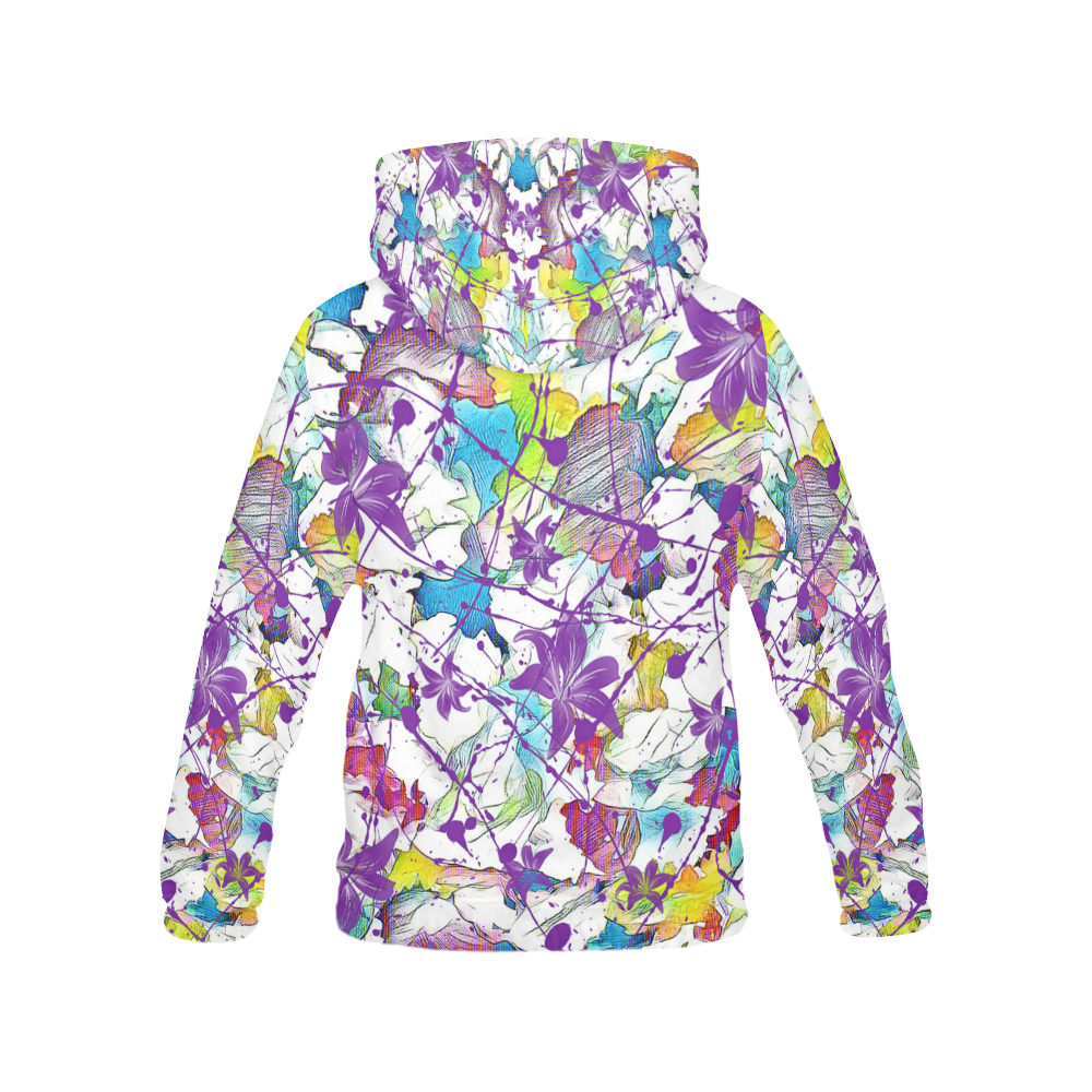 Lilac Lillis Abtract Splash All Over Print Hoodie for Women (USA Size) (Model H13)
