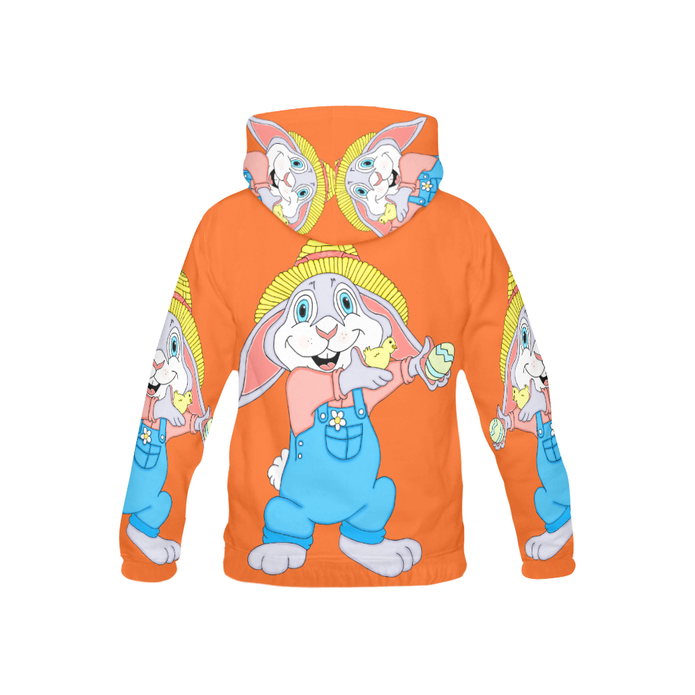 Easter Bunny Boy Orange All Over Print Hoodie for Kid (USA Size) (Model H13)