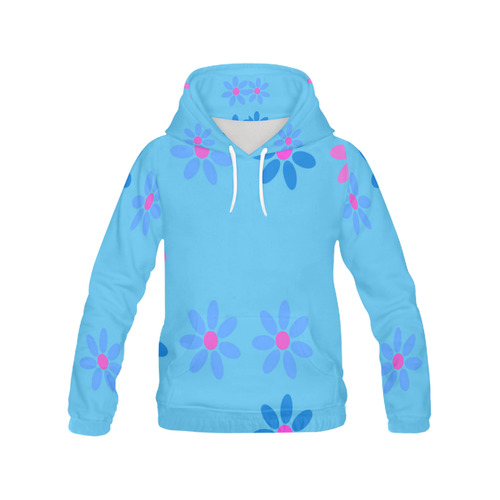 blue pink and purple flowers All Over Print Hoodie for Women (USA Size) (Model H13)