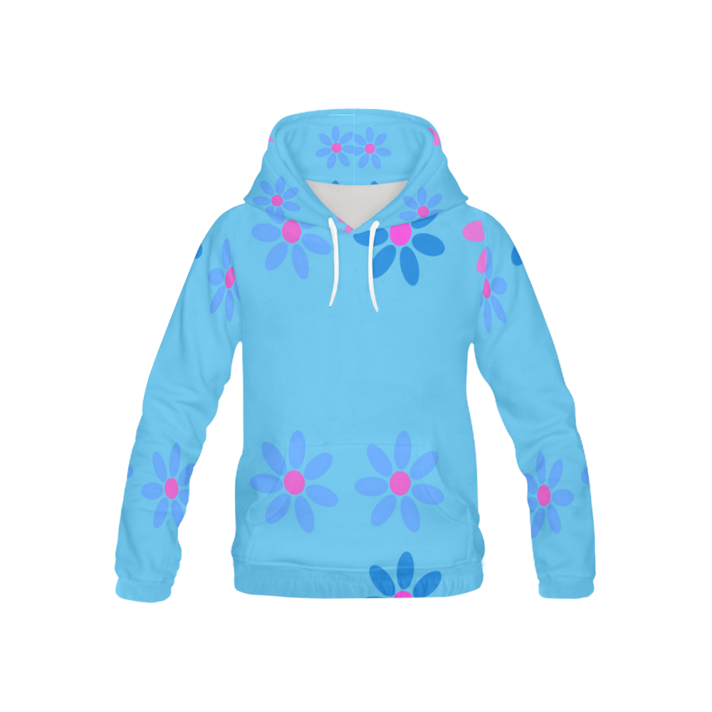 blue purple and pink flowers All Over Print Hoodie for Kid (USA Size) (Model H13)