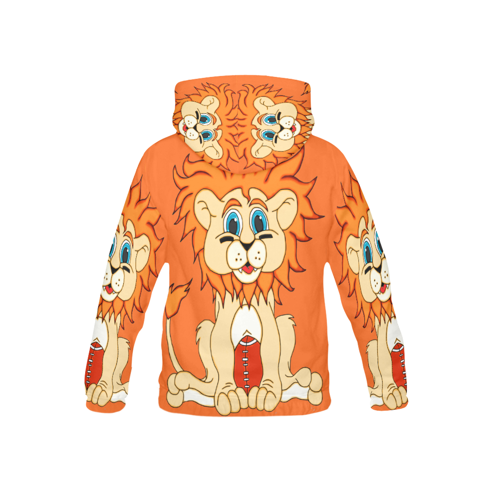 Football Lion Orange All Over Print Hoodie for Kid (USA Size) (Model H13)