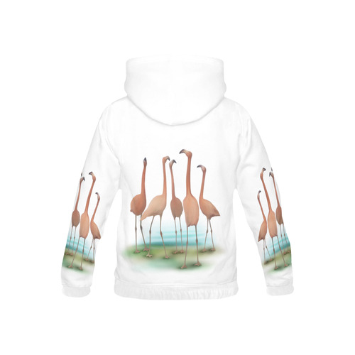 Flamingo Mingle, watercolor, birds All Over Print Hoodie for Kid (USA Size) (Model H13)