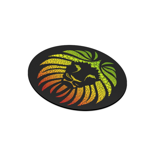 Rastafari Lion Dots green yellow red Round Mousepad