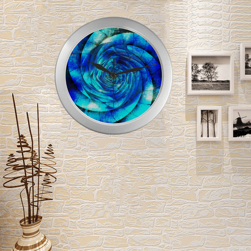 Galaxy Wormhole Spiral 3D - Jera Nour Silver Color Wall Clock