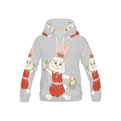 Easter Bunny Girl Light Grey All Over Print Hoodie for Kid (USA Size) (Model H13)